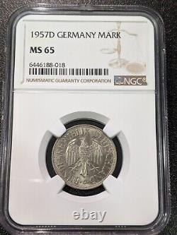 1957 D MS65 Germany 1 Mark UNC NGC KM 110 Federal Republic TOP POP 3/0