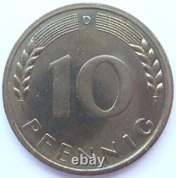 Coin Federal Republic Germany 10 Pfennig 1950 D IN Proof