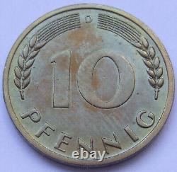 Coin Federal Republic Germany 10 Pfennig 1950 D IN Proof