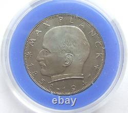 Coin Federal Republic Germany 2 DM Max Planck 1964 G IN Proof