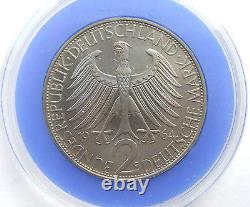Coin Federal Republic Germany 2 DM Max Planck 1964 G IN Proof