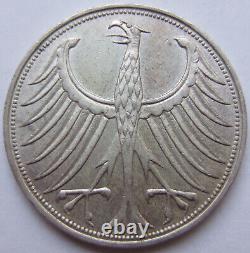 Coin Federal Republic Germany Silver Eagle 5 German Mark 1958 J Extremely fine