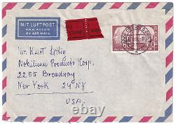 Federal Frg Heuss Mi.nr. 190 Horizontal. Pair Mef On Airmail Letter IN The USA