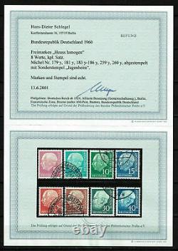 Federal, Heuss Lumogen Complete, Postmarked, Certificate Schlegel BPP, Mi. 450