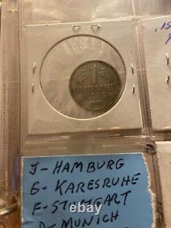 GERMANY COINS 1950/54/56/57/59- 1970 FEDERAL REPUBLIC, Hamburg, Munich, etc