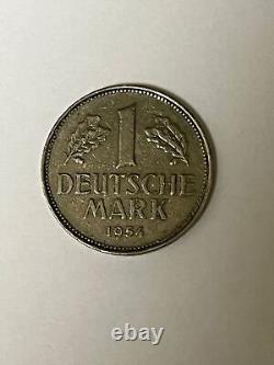 Germany 1954 G 1 Deutsche Mark Scarce Coin Federal Republic Germany Km#110