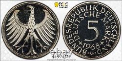 PCGS Graded PR65DCAM Germany Federal Republic 1968G 5 Mark Proof Silver Coin