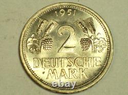 1951-J Allemagne République Fédérale 2 Mark KM#111 Près de Gem BU SN4798