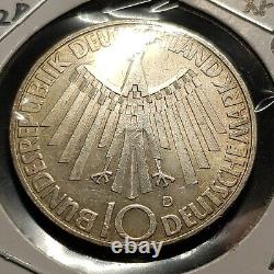 Allemagne 10 Mark République fédérale 1972 D Munich Olympiques KM 133 ARGENT AU