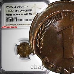 Allemagne République Fédérale 1966-G 10 Pfennig ERREUR DE FRAPPE MINT NGC MS64 BN KM# 105(094)