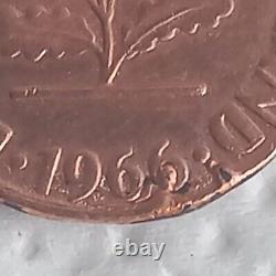 ERREUR République fédérale d'Allemagne 1 Pfennig 1966 D - Pièce en cuivre plaqué