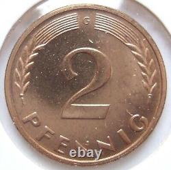 Pièce République fédérale d'Allemagne 2 Pfennig 1950 G en Proof Seulement 100 exemplaires