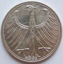 Pièce de la République fédérale d'Allemagne Aigle en argent 5 DM 1961 J en non circulé
