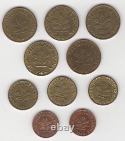 Pièces de 1,5 et 10 Pfennig de la République fédérale d'Allemagne en 1949